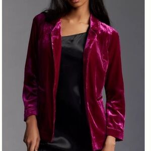 Anthropologie Velvet Tulip-Hem Blazer